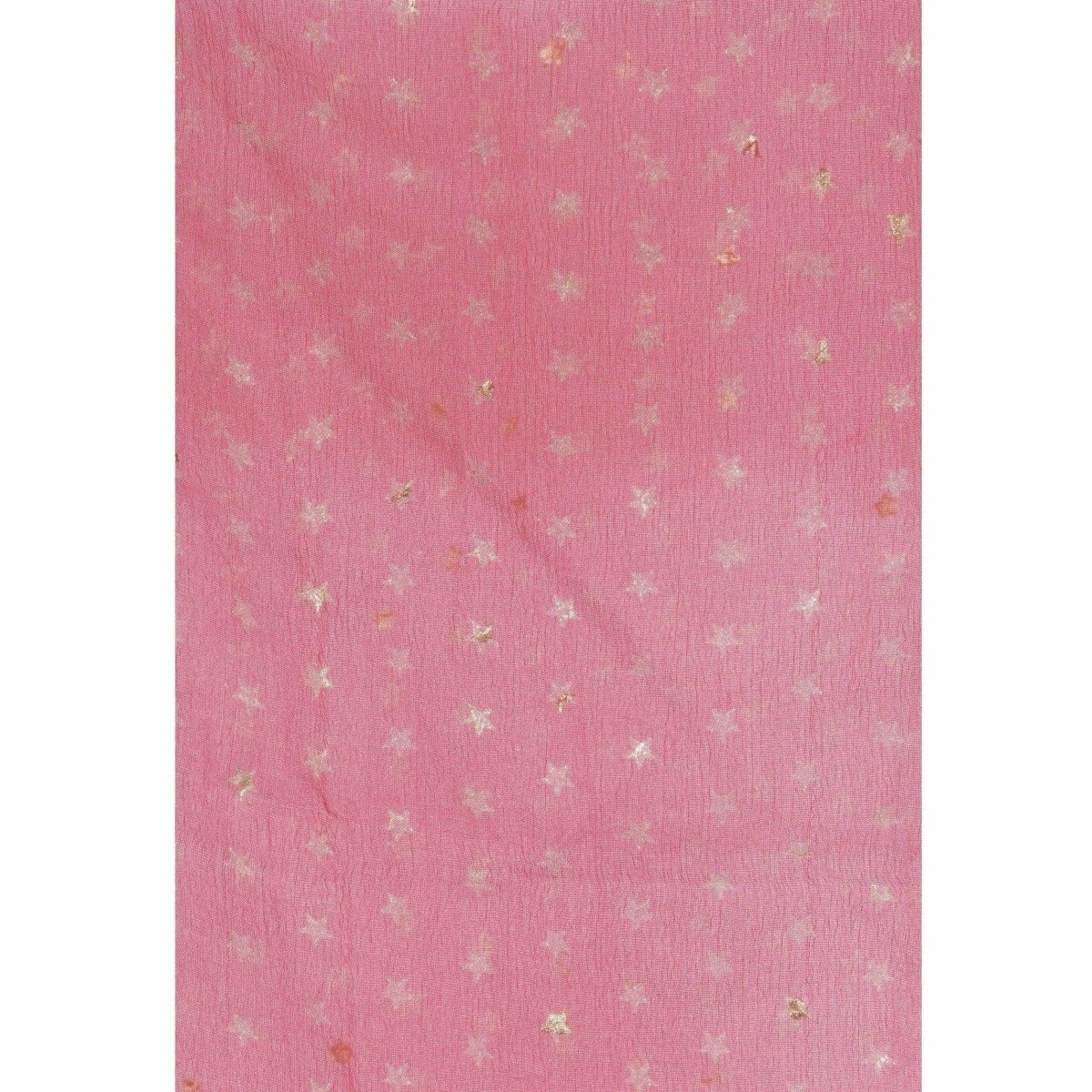 A R Silk Women's Gold Print Orgenza Cotton Mehroon Dupattas and Chunnis | Grocsy