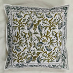 The Decor Nook Green / Teal Leaf Print With Teal Border Cushion Cover | Grocsy