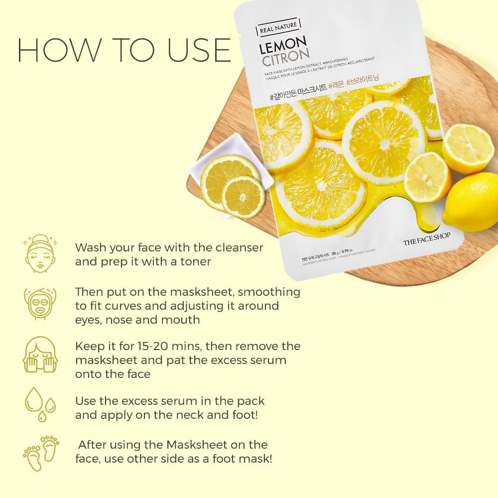 The Face Shop Real Nature Lemon Face Mask - Korean Skincare | Grocsy
