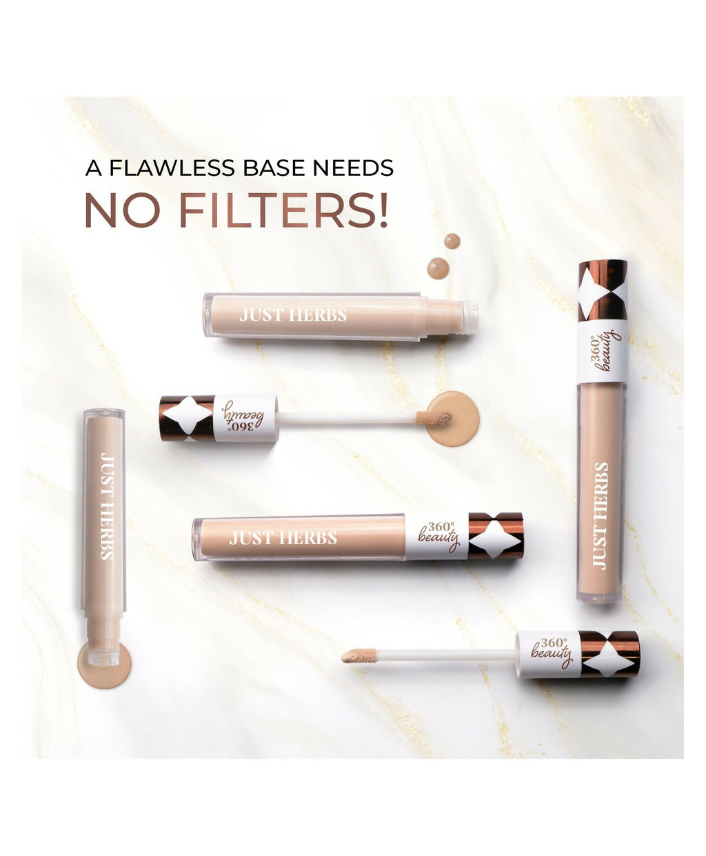 Just Herbs Full Cover Filter Finish Concealer with Kumkumadi & Rice Starch - 06 Beige | Grocsy