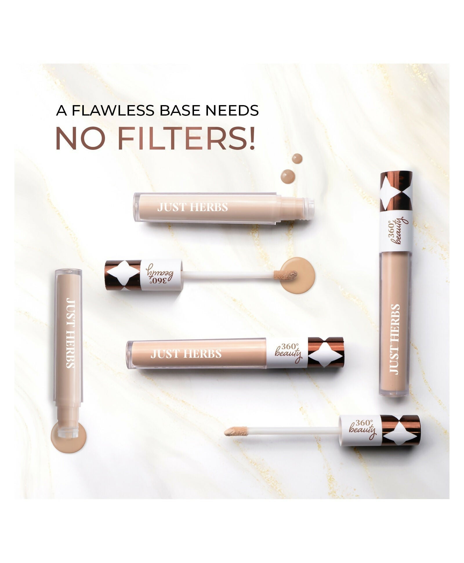 Just Herbs Full Cover Filter Finish Concealer with Kumkumadi & Rice Starch - 06 Beige | Grocsy
