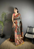 Joban Fashion Dark Green Banarasi Soft Silk Woven Saree | Grocsy