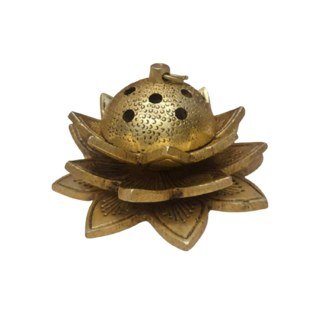 Tamas Brass Handcrafted Lotus Dhoop Stand with Antique Finish | Grocsy