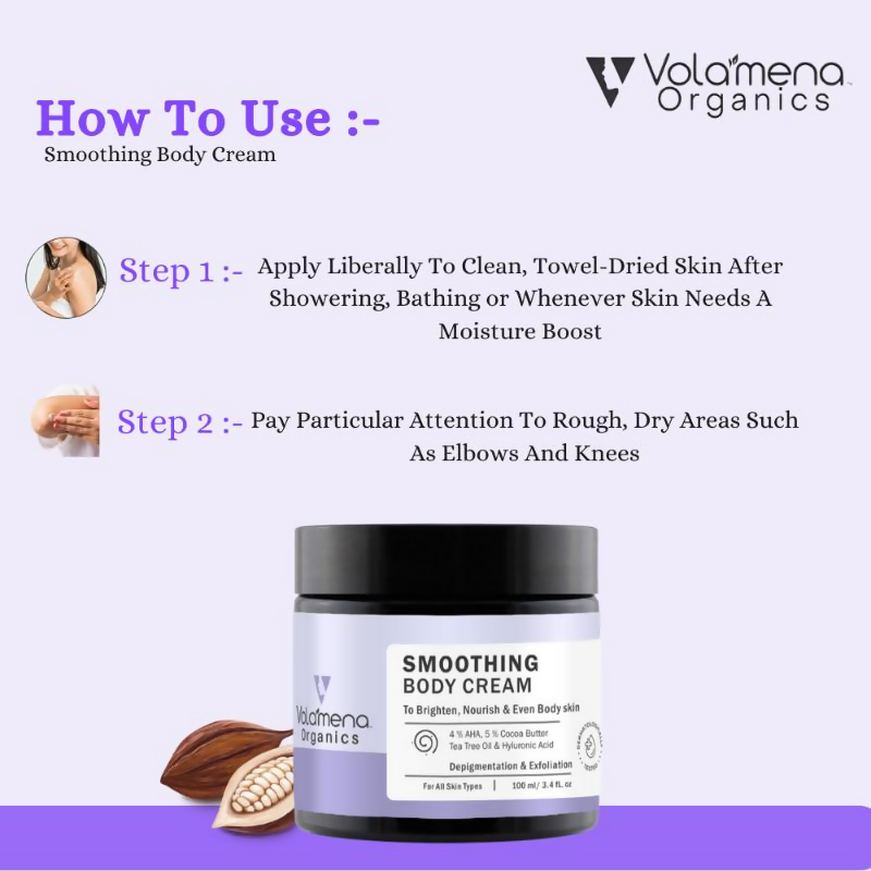 Volamena Smoothing Body Cream With AHA & Cocoa Butter | Grocsy