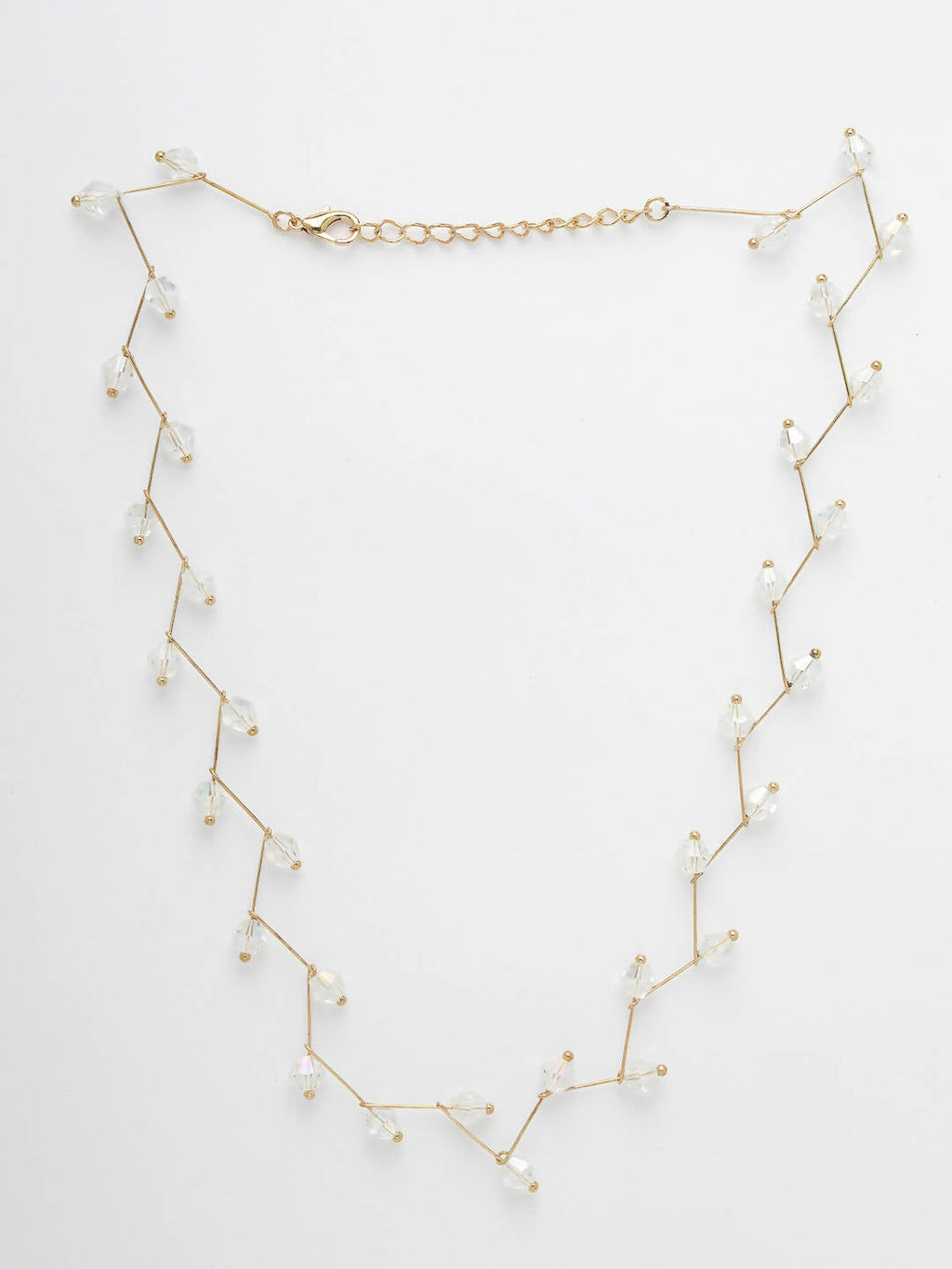 NVR Women's Gold-Polished Chain Transparent Beads Necklace | Grocsy