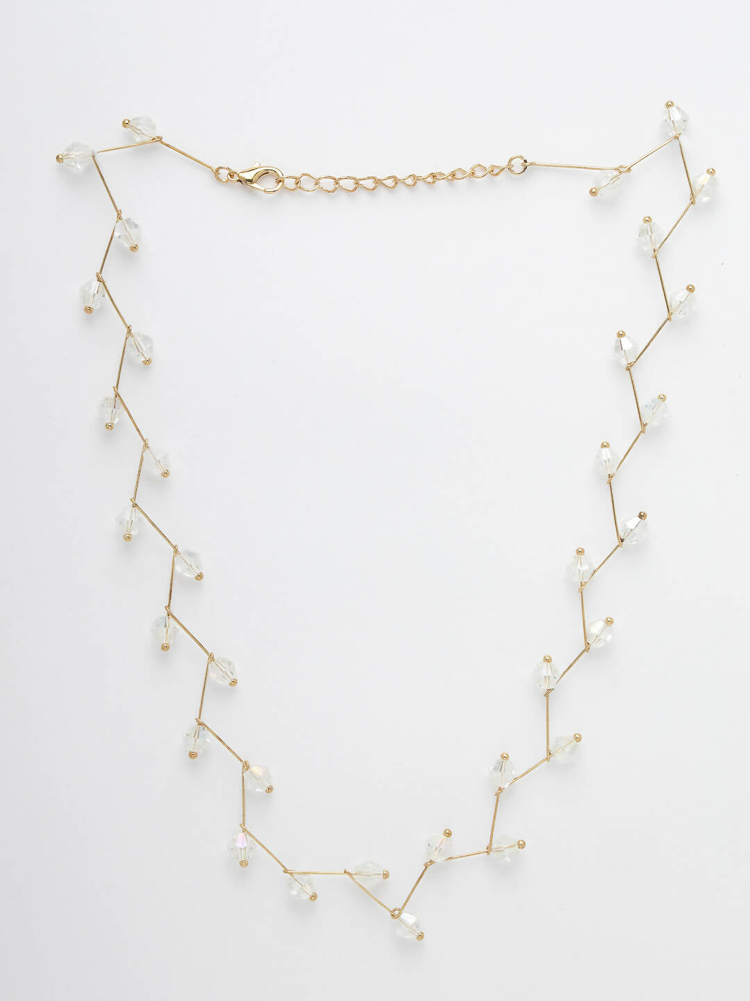 NVR Women's Gold-Polished Chain Transparent Beads Necklace | Grocsy