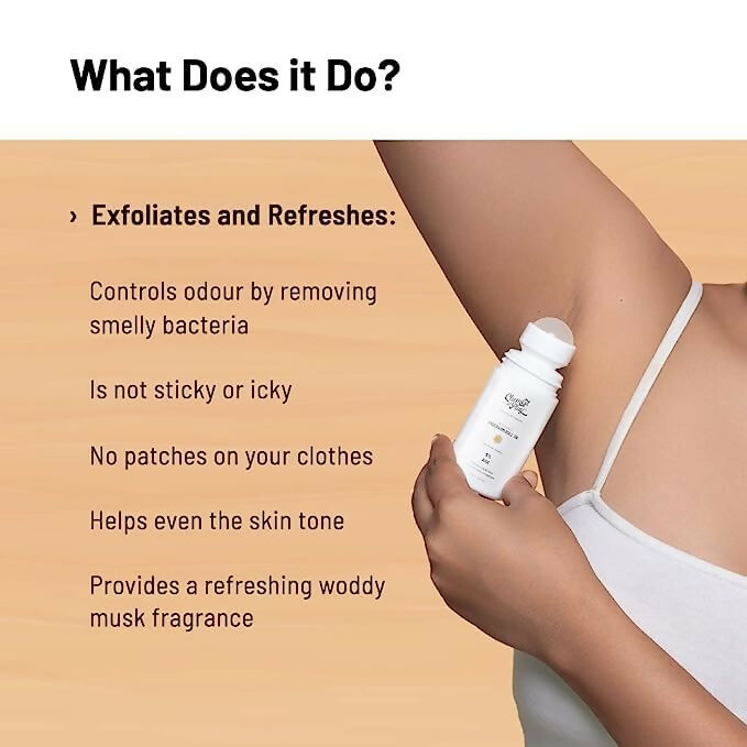 Chemist at Play UnderArm Roll On Woody Musk, Prevents Body Odour, Brightens Skin & Exfoliates Underarm | Grocsy
