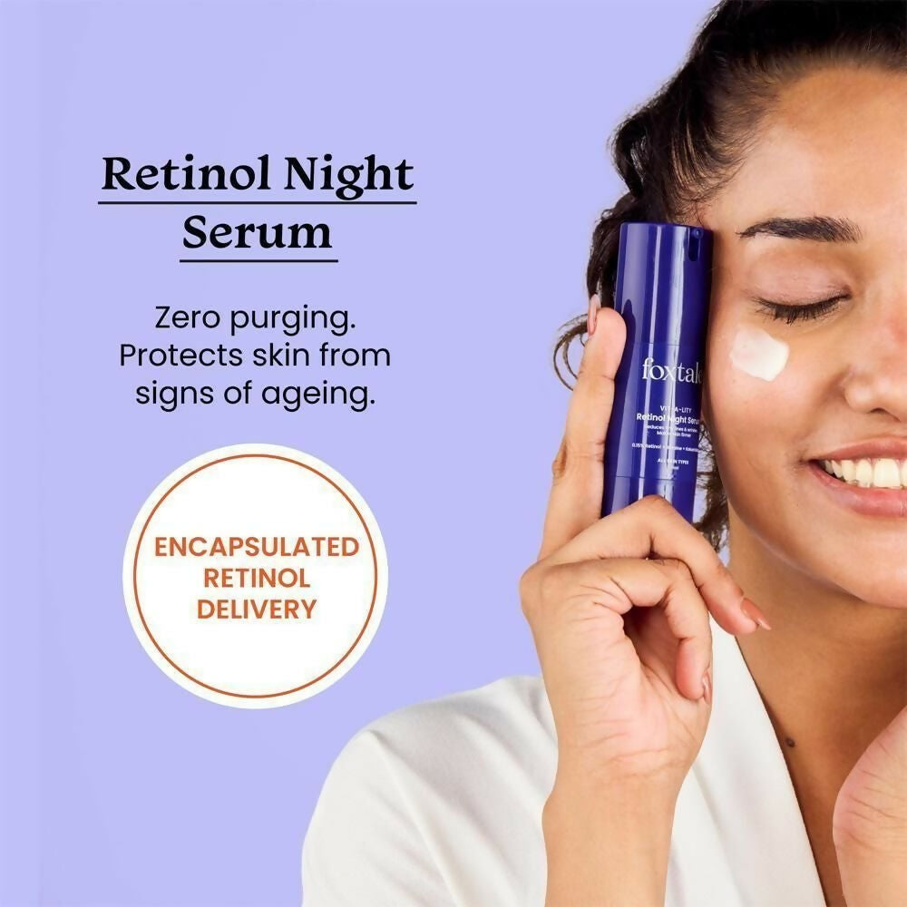 Foxtale 0.15% Beginner Friendly Retinol Night Serum, Anti-Aging, Reduces Fine Lines and Wrinkles, For Younger-looking Skin | Grocsy