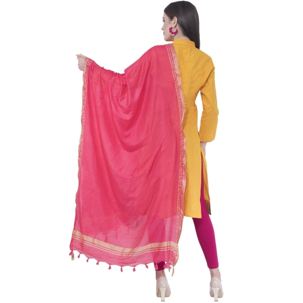 A R Silk Gajari Color Golden Border Dupattas and Chunnis | Grocsy