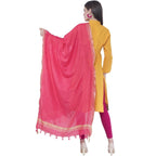 A R Silk Gajari Color Golden Border Dupattas and Chunnis | Grocsy
