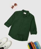 Manet Boys Full Sleeves Solid Shirt - Green | Grocsy