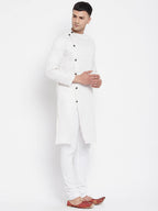 Even Apparels White Rayon Men's Sherwani Kurta With Asymetrical Cut | Grocsy