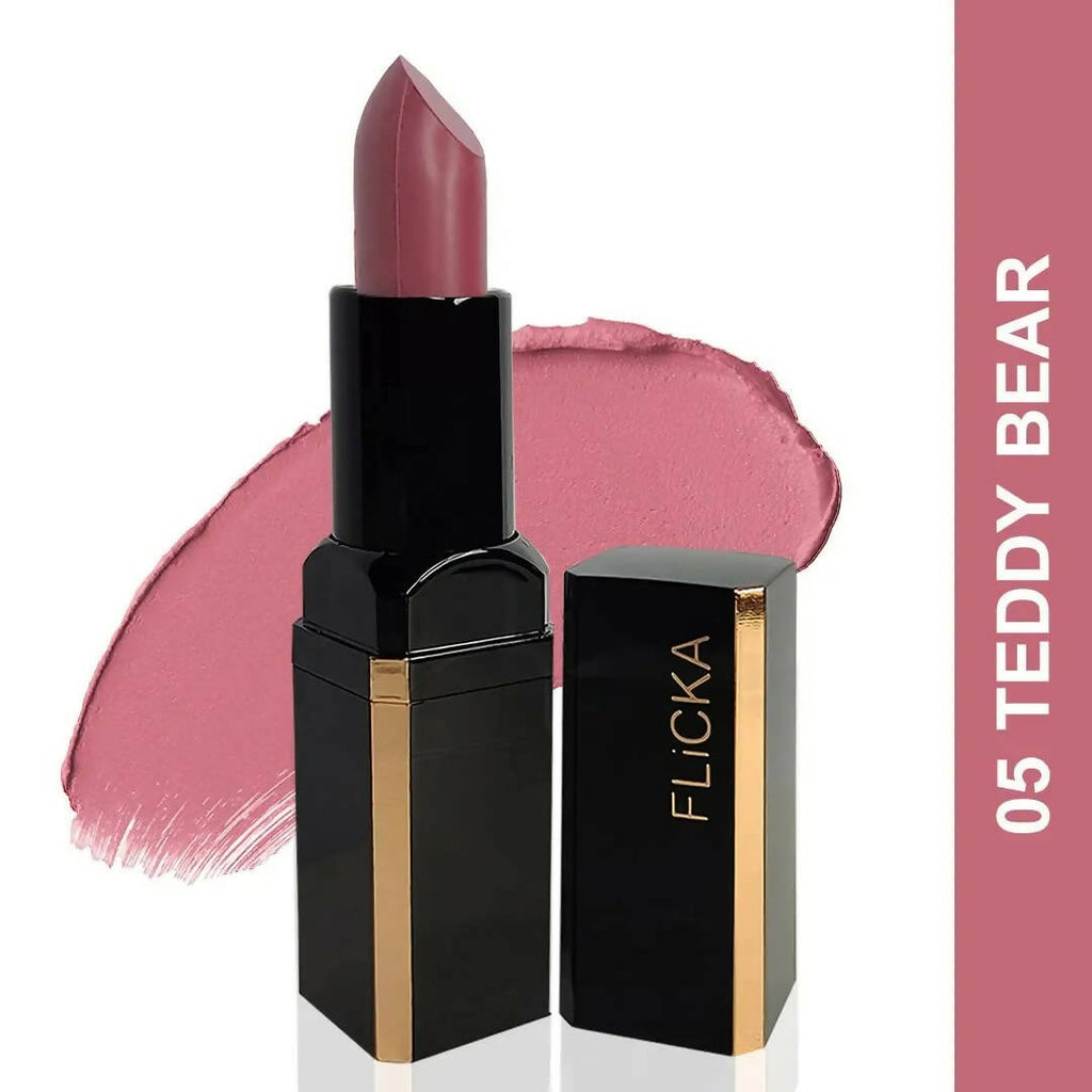 FLiCKA Lip Poetry Matte Lipstick Shade 05 Teddy Bear - Pink Nude | Grocsy