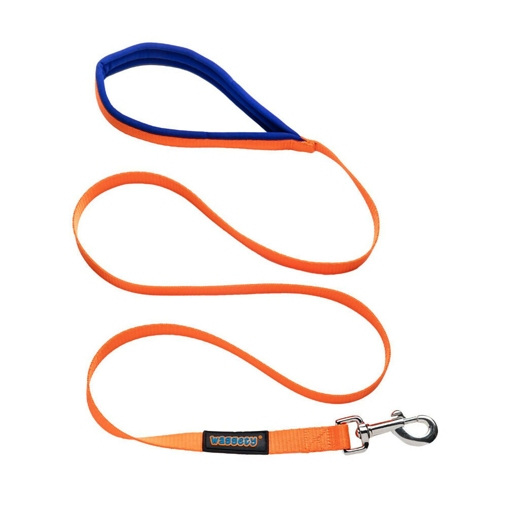 Waggety Dog Leash - Durable Orange Polyester, Length - 5Ft, Comfortable Grip, Stylish Pet Leash for Dogs | Grocsy