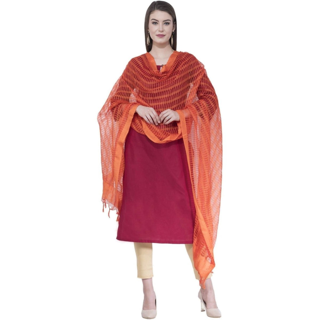 A R Silk Orange Color Regular Dupattas and Chunnis | Grocsy