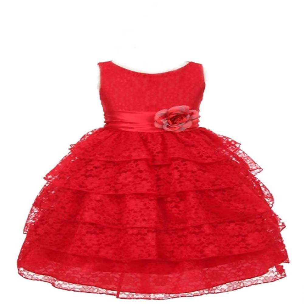 Asmaani Baby Girl's Red Colour Satin A-Line Maxi Full Length Dress (AS-DRESS-22109) | Grocsy