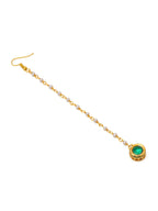 Ruby Raang Green Meenakari Kundan Maang Tikka | Grocsy