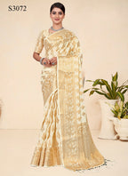 Cream Viscose Weaving Designer Saree - Vandini | Grocsy