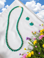 Inhanns Crystal Bloom – Single Line Necklace + Studs - Sea Green | Grocsy