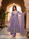 Teeya Creation Designer Lavender Ethnic Suit Set With Heavy Embroidery And Dupatta | Grocsy