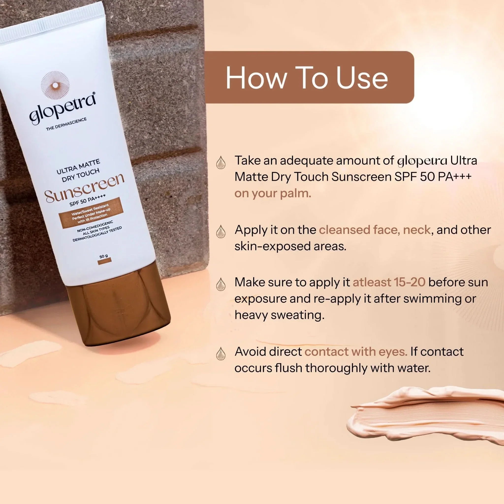 Glopetra Ultra Matte Dry Touch Sunscreen Spf 50 Pa+++ | Grocsy