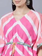 Myshka Women's Multicoloured Striped Kaftan Dress | Grocsy