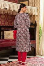 Aramya Straight Soft Cotton Floral Print Women's Kurta - Grey | Grocsy