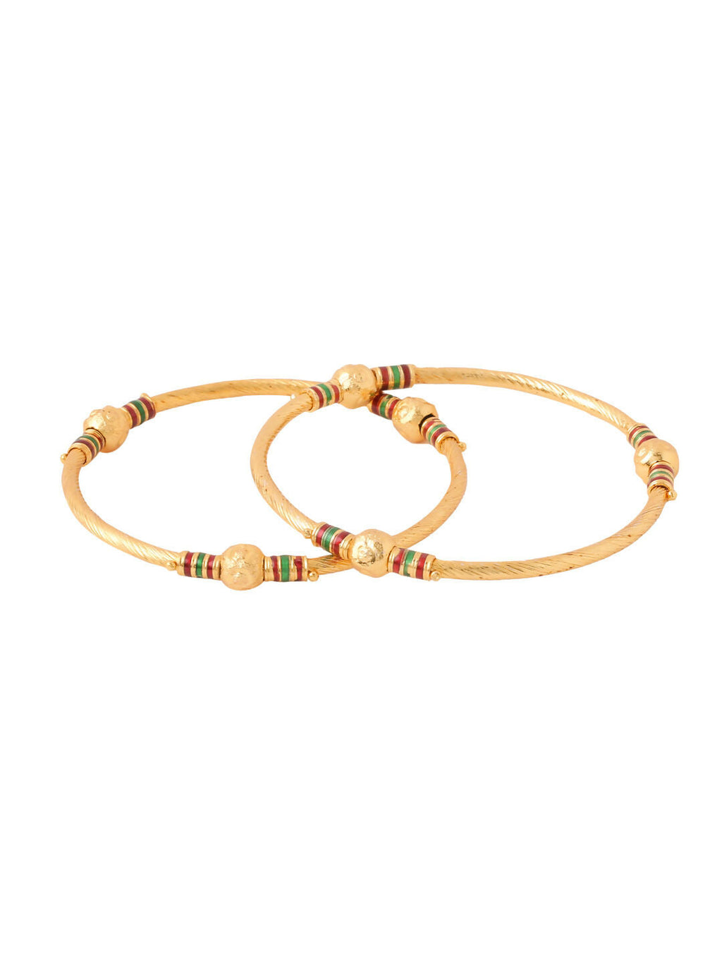 NVR Women Set of 2 Gold-Polished Traditional Bangles | Grocsy