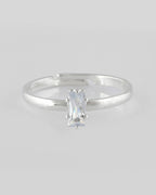 VOJ white CZ-detail Stainless Steel Cubic Zirconia Silver Plated adjustable finger Ring | Grocsy