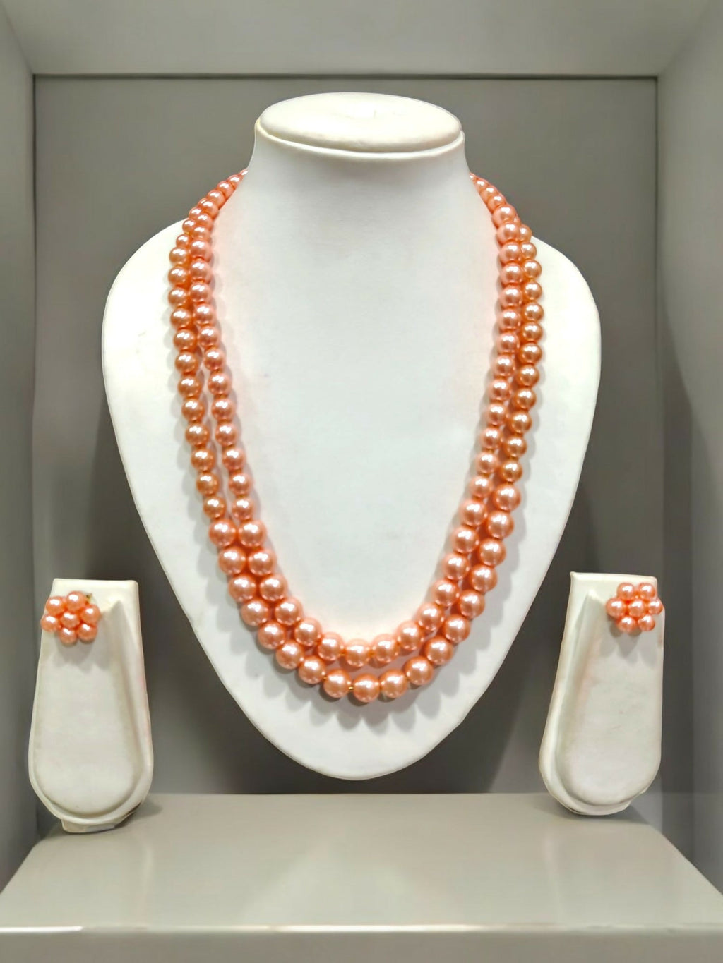 Inhanns Everyday Workwear Pearl Set (Double Layered Pearls) - Orange | Grocsy
