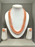 Inhanns Everyday Workwear Pearl Set (Double Layered Pearls) - Orange | Grocsy