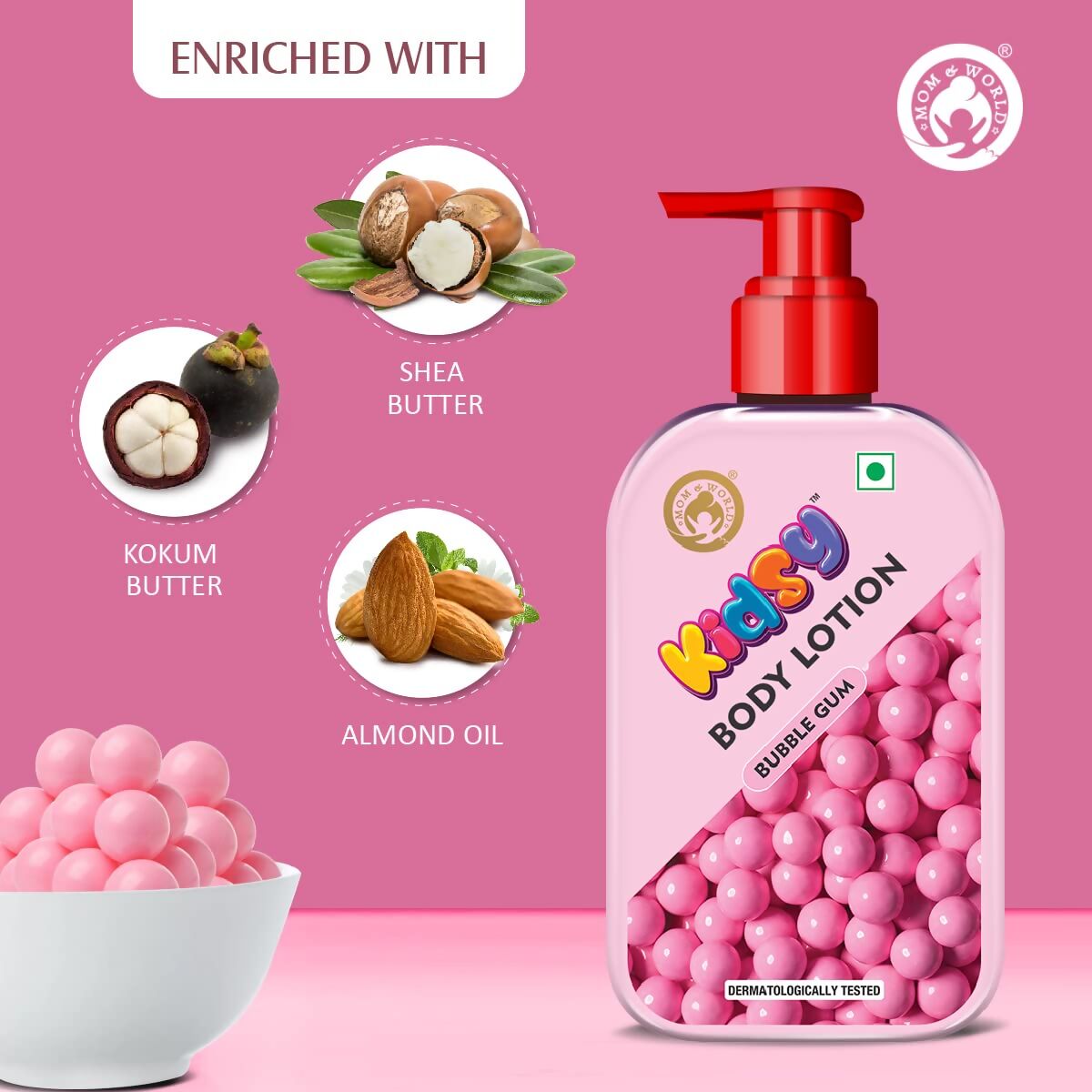 Mom & World Kidsy Bubble Gum Moisturising Body Lotion | Grocsy