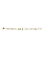 Gold-Polished Green White Kundan Beads Anklet Set Of 2 - Ruby Raang | Grocsy