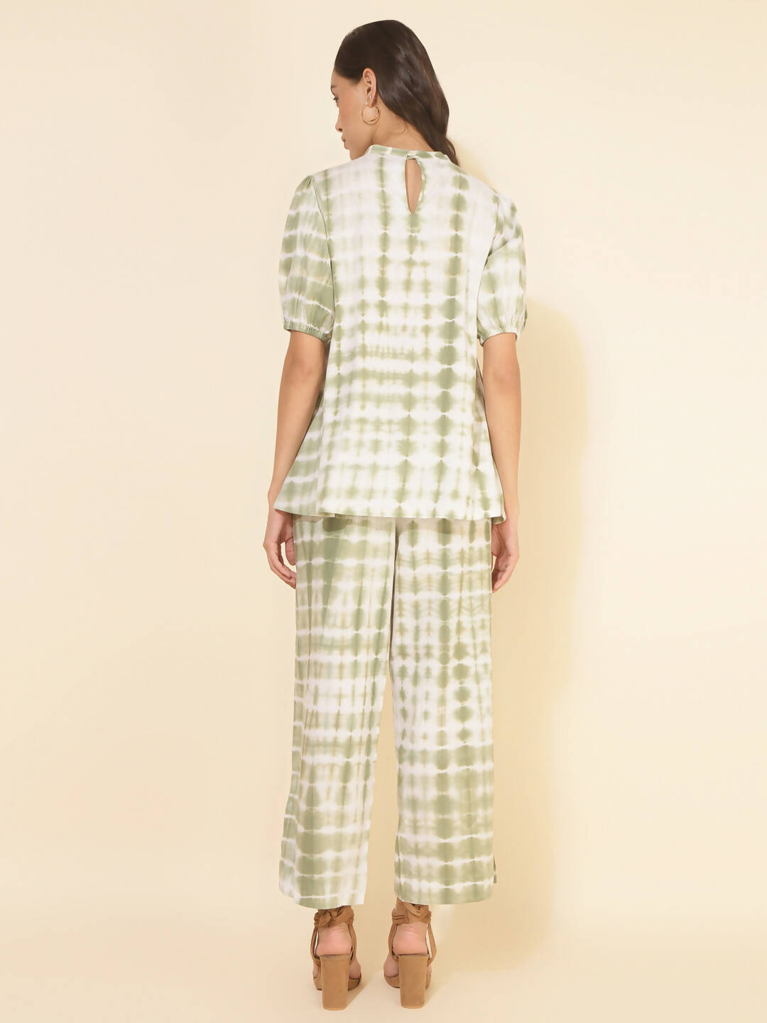 Janasya Women's Off White Cotton Tie & Dye Casual A-line Co-ords | Grocsy