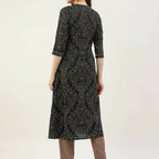FIORRA Women's Black Printed Flared Cotton Kurta | Grocsy