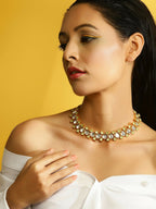 Moissanite & Green Stone Necklace- Ruby Raang | Grocsy