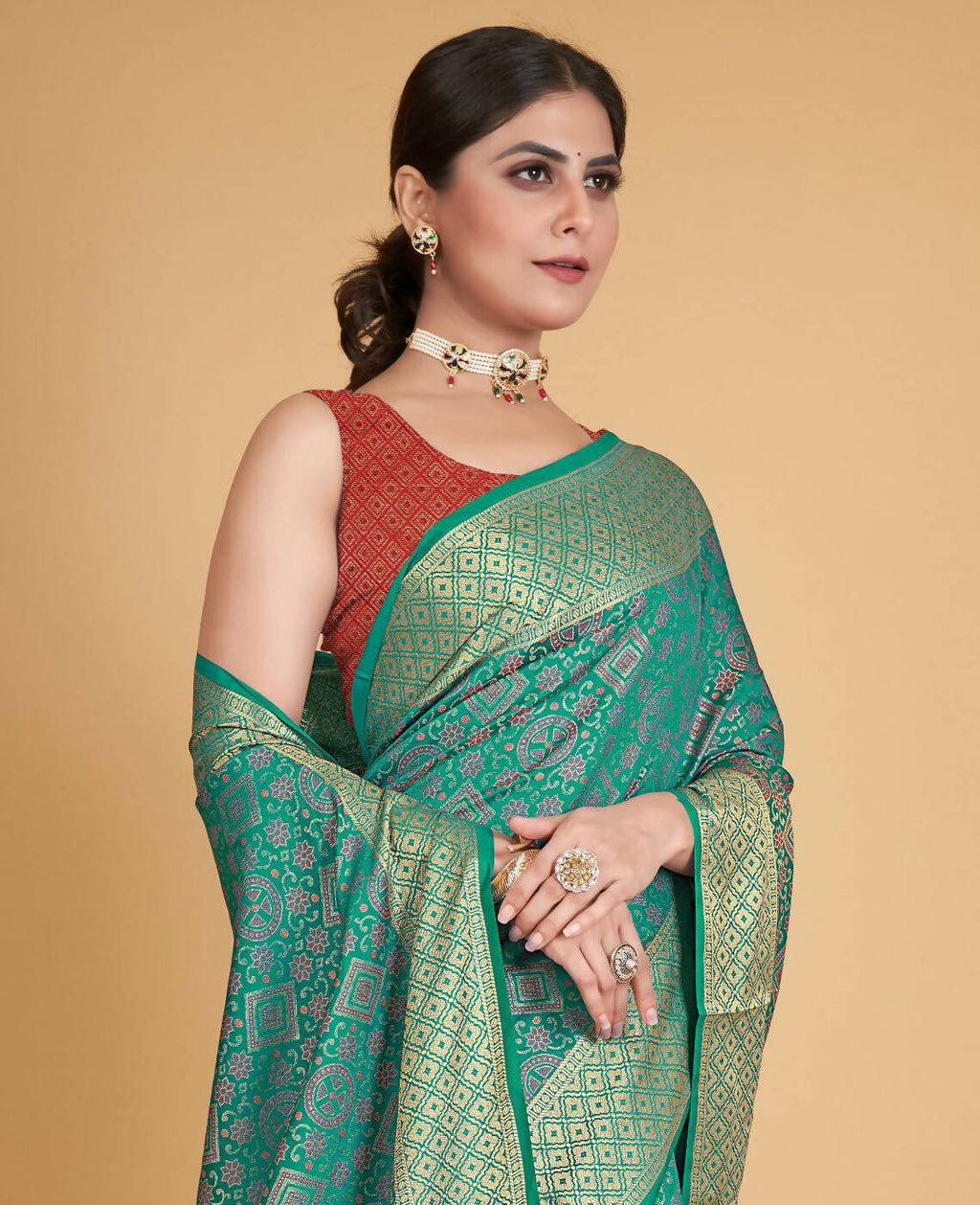 Sea Green Silk Woven Design Saree With Unstitched Blouse Piece - Akshita | Grocsy