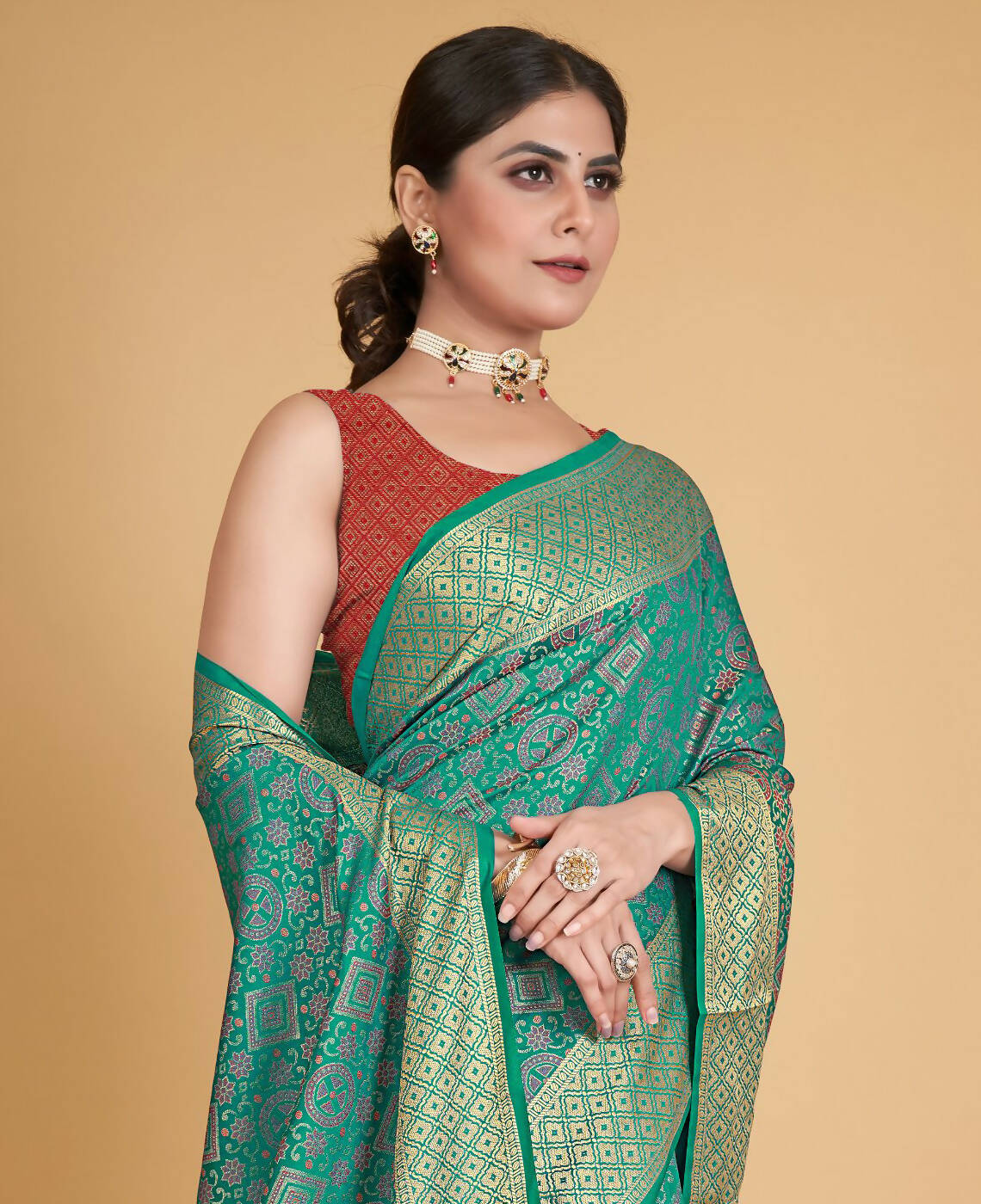 Sea Green Silk Woven Design Saree With Unstitched Blouse Piece - Akshita | Grocsy