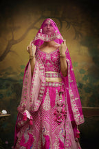 House of Panchhi Pink Pure Silk Moti & Zarkan heavy embroidery Lehenga choli & Dupatta | Grocsy