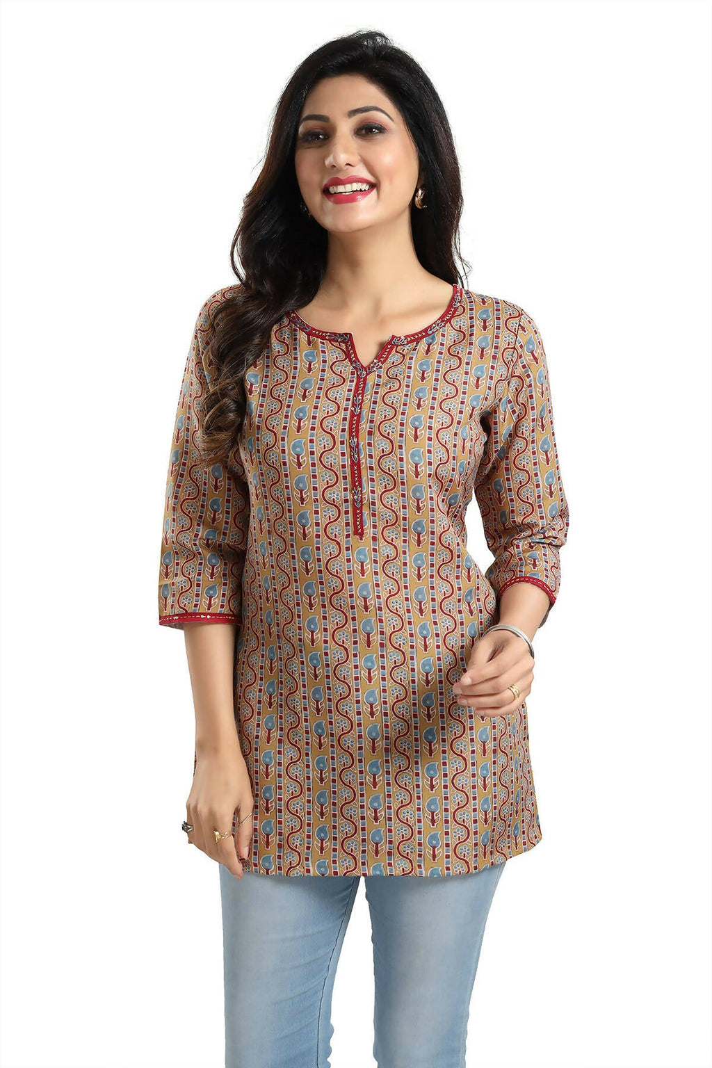 Snehal Creations Magical Mustard Rayon Short Kurti Tunic Top | Grocsy