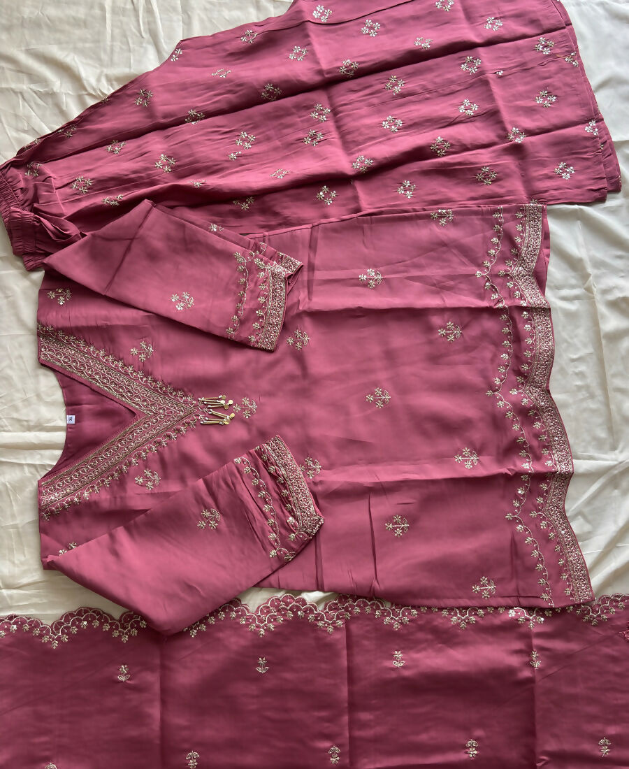 KC Roman Silk Palazzo Suit For Women Wedding Wear Pink | Grocsy
