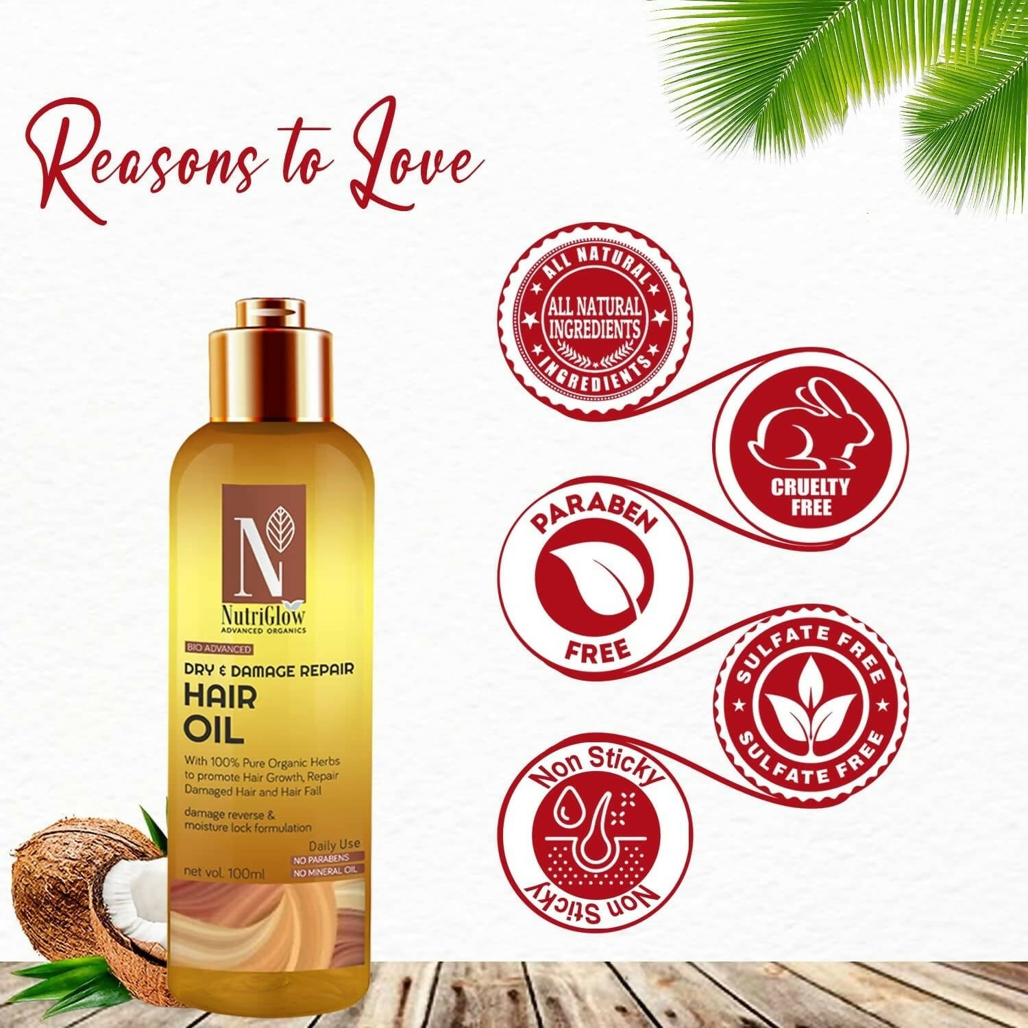 NutriGlow Advanced Organics Bio Advanced Dry and Damage Repair Hair Oil | Grocsy