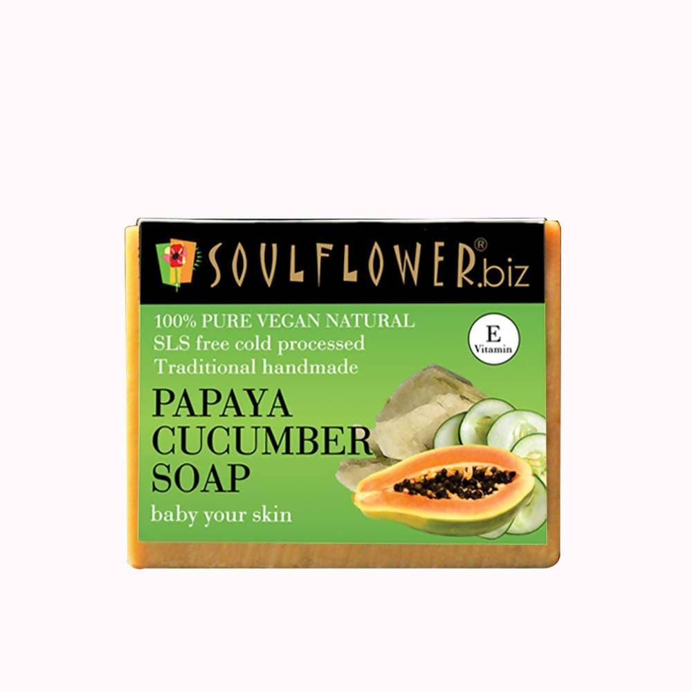 Soulflower Papaya And Cucumber Handmade Soap | Grocsy