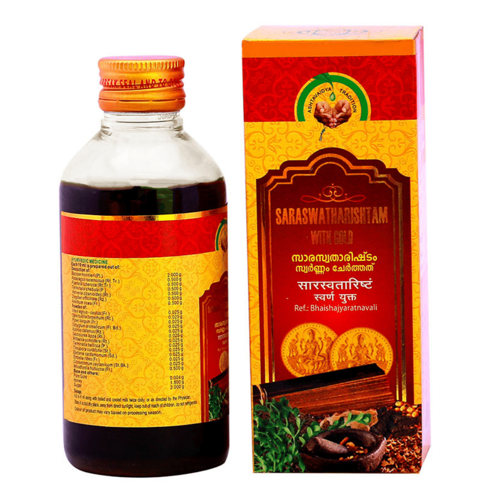 Vaidyaratnam Saraswatharishtam with gold | Grocsy