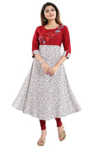 Snehal Creations Magnificent Maroon Rayon Printed Flared Long Tunic | Grocsy