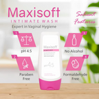 Maxisoft Intimate Wash With Aloe Vera, Glycerine Licorice Redberry Tea Tree Oil & Tulsi pH 4.5 Balanced | Grocsy