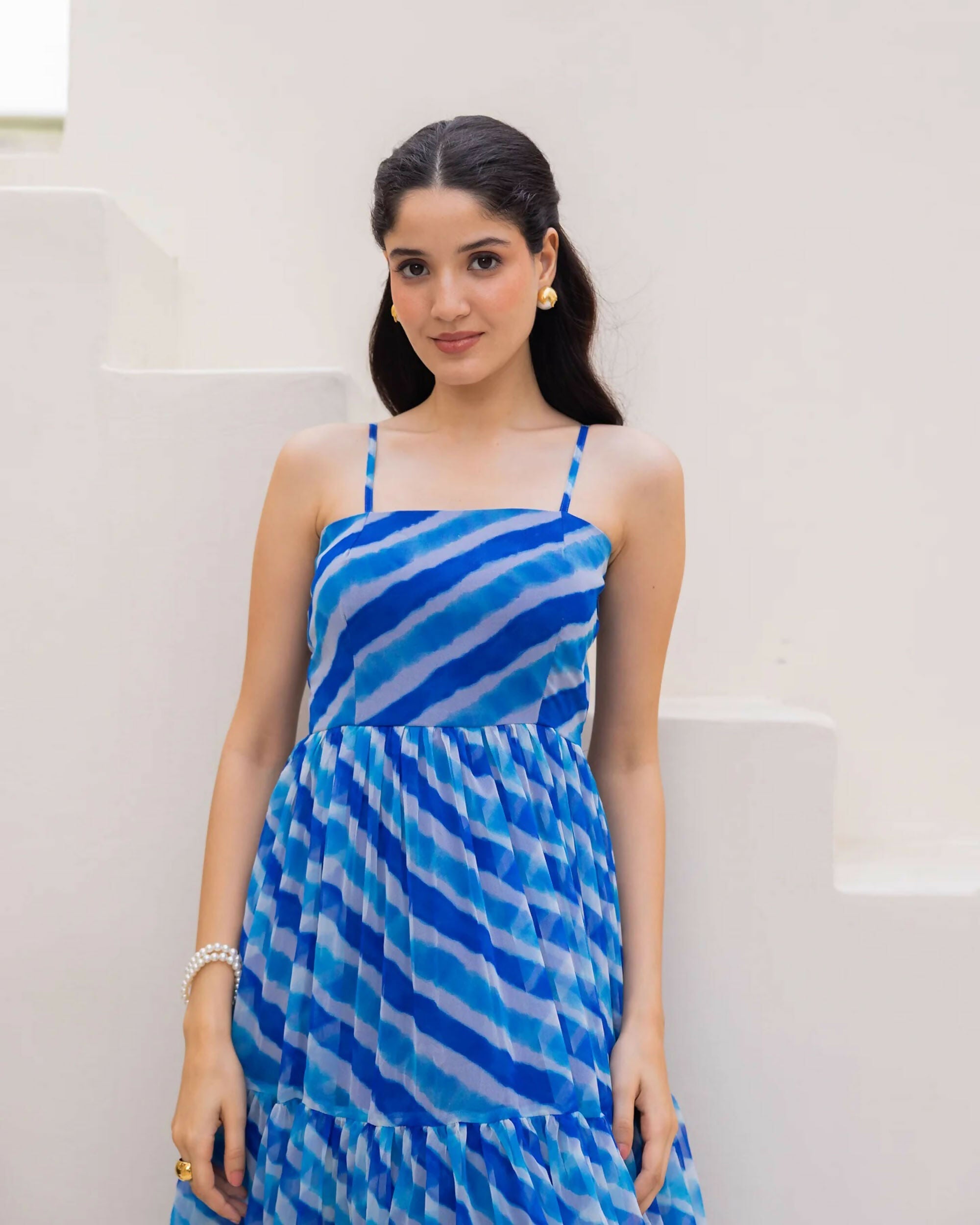Aayaa Designer crape hand work Multi indo western - Blue | Grocsy