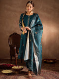 Indo Era Floral Embroidered Thread Work Straight Kurta With Trousers & Dupatta | Grocsy