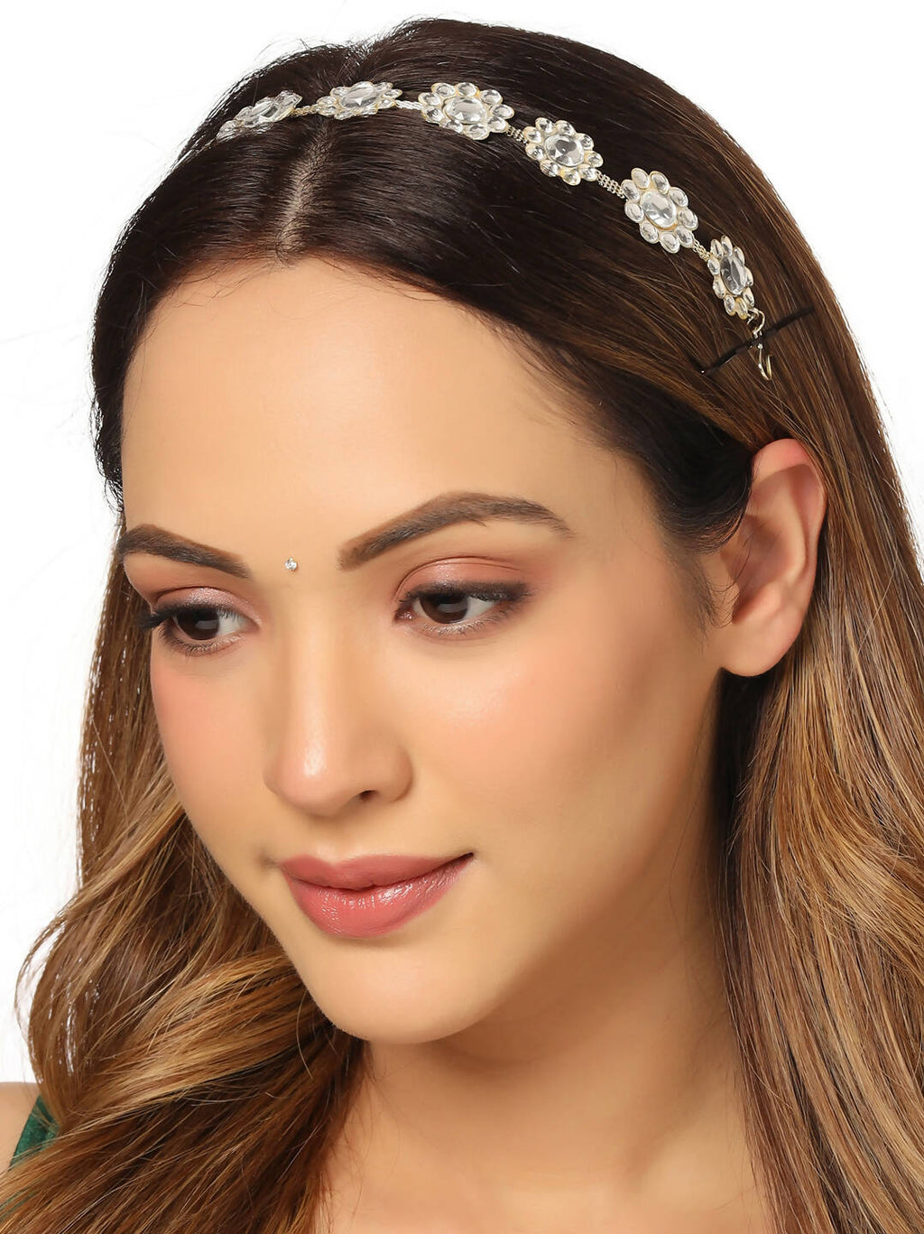 NVR Women's Gold-Polished Traditional Trending Matha Patti | Grocsy