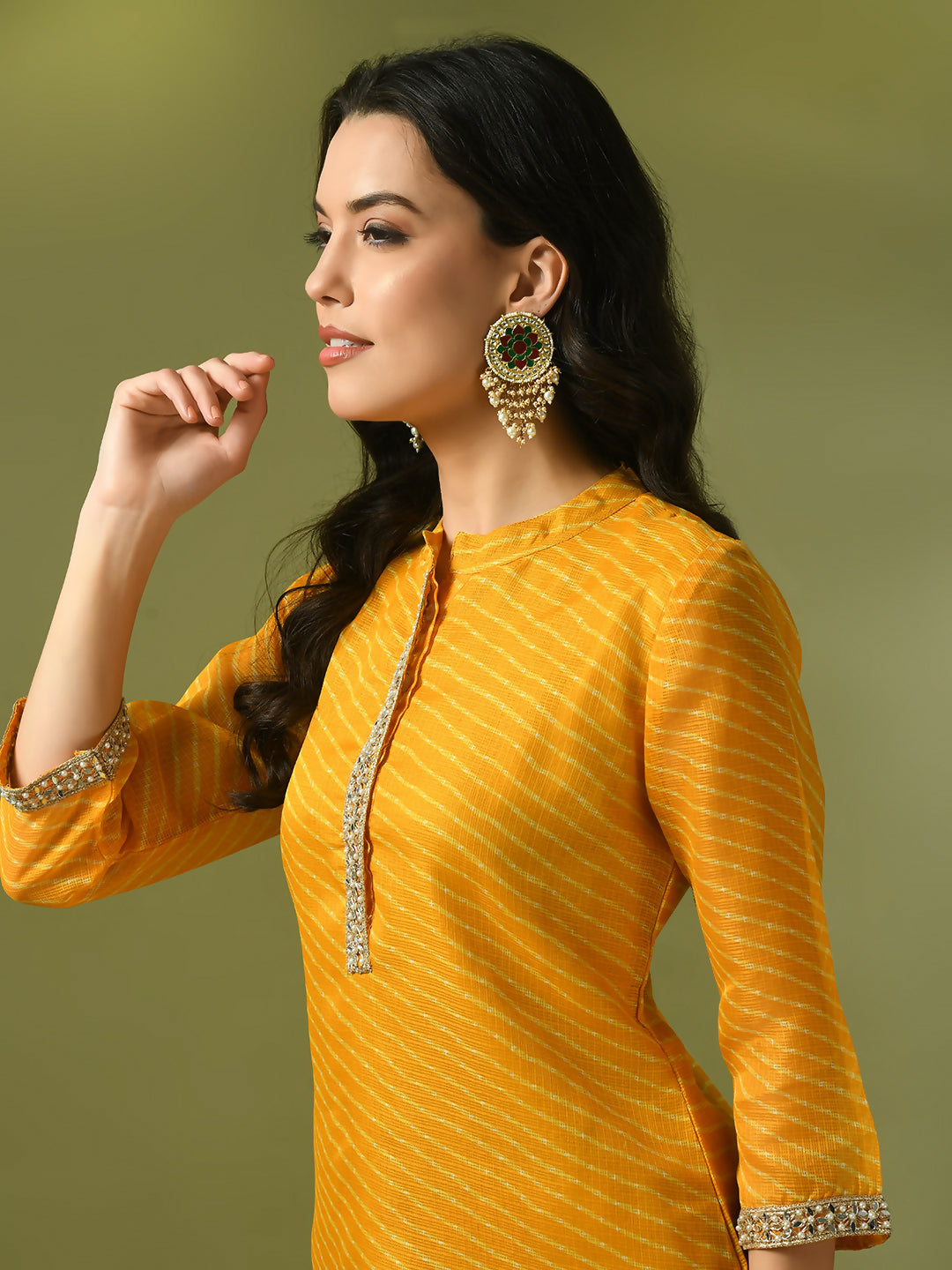 Myshka Women's Yellow Printed Cotton Blend Straight Party Kurta Set | Grocsy